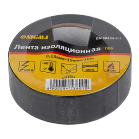 Ізоляційна стрічка ПВХ 130мкм 19мм*10м чорна SIGMA