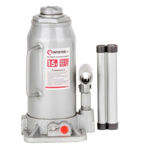Домкрат "стовпчик" одноштоковий 15 т, 230-460 мм INTERTOOL GT0027