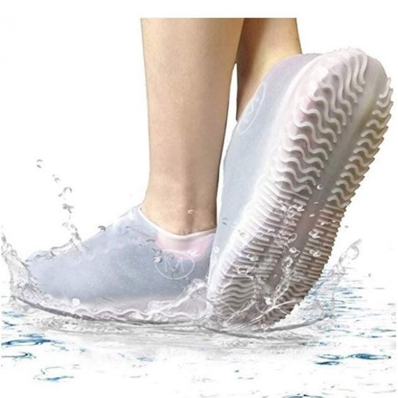 Багаторазові бахіли-чохли L (41-45 розмір) для взуття силіконові від води та бруду. Колір: білий | Зображення 4