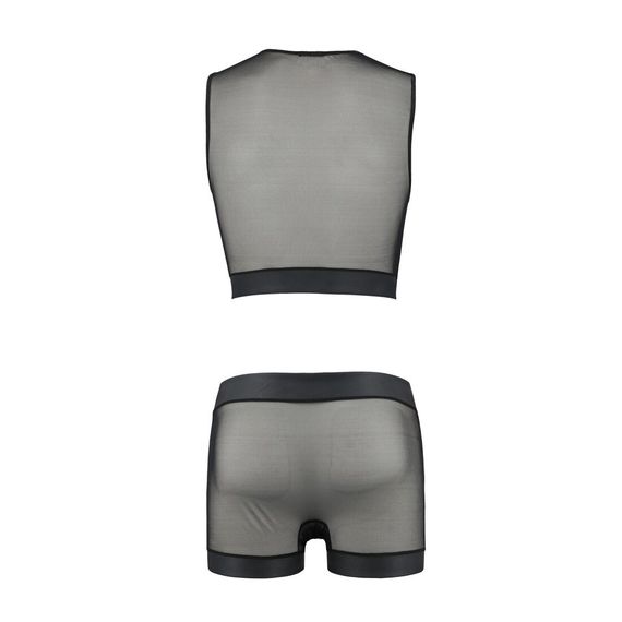 Комплект чоловічої білизни на шнурівці Passion 053 SET WILLIAM L/XL Black, жилет, боксери | Зображення 5