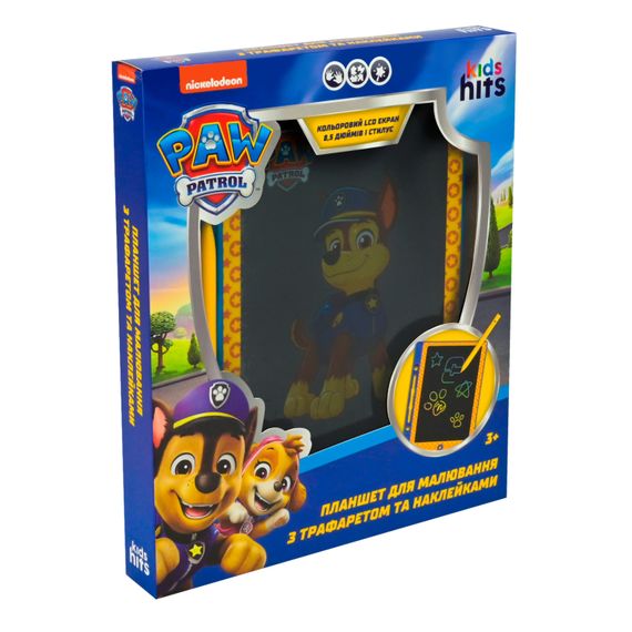 Планшет для малювання Paw Patrol KH73/001L KIDS HITS LCD екран 8,5”, трафарет, наклейки, в коробці (4897126754841)