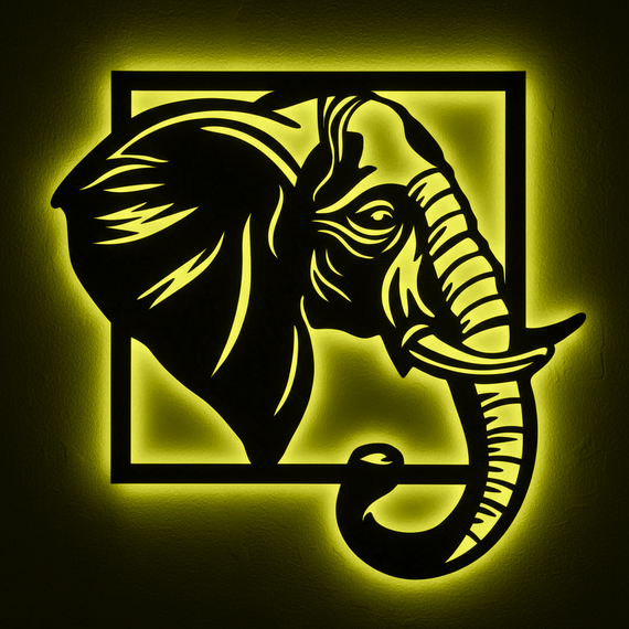 Панно декоративне картина на стіну Слон LED 16 кольорів телефон 475х500 acr-p000171 | Зображення 6