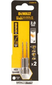 Свердло по металу DeWalt EXTREME IMPACT Black & Gold, HSS-G 2 мм 2 шт (DT20600)