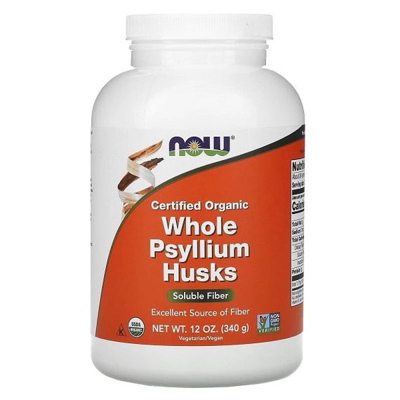 Клітковина NOW Foods Organic Whole Psyllium Husks 340 g /34 servings/ Pure