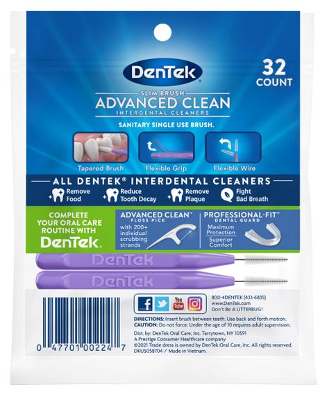 Тонкі міжзубні щітки DenTek Slim Brush Cleaners, 32 шт. | Зображення 1