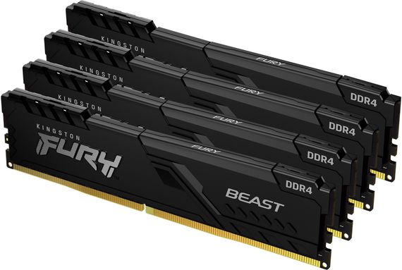 Память ПК Kingston DDR4 32GB KIT (8GBx4) 3200 FURY Beast KF432C16BBK4/32 | Зображення 1