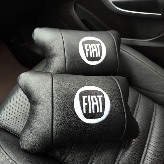 Набір подушок Fiat з натуральної шкіри + вишивка логотипу та шкіряний брелок у подарунок | Зображення 3