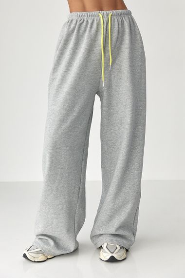 Утеплені однотонні спортивні штани - сірий цвет, L (є розміри)