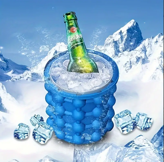 Силіконова форма для льоду Ice Cube Maker Genie Охолодження напоїв форма Відро для льоду Синій   знижка