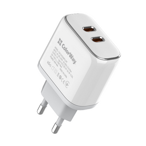 Зарядний пристрій мережевий Type-C/Type-C PD 40W білий ColorWay