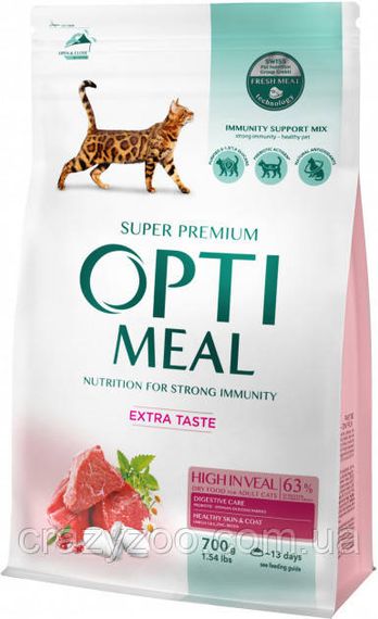 Сухой корм для котов Optimeal со вкусом телятины 700 г 4820215364683