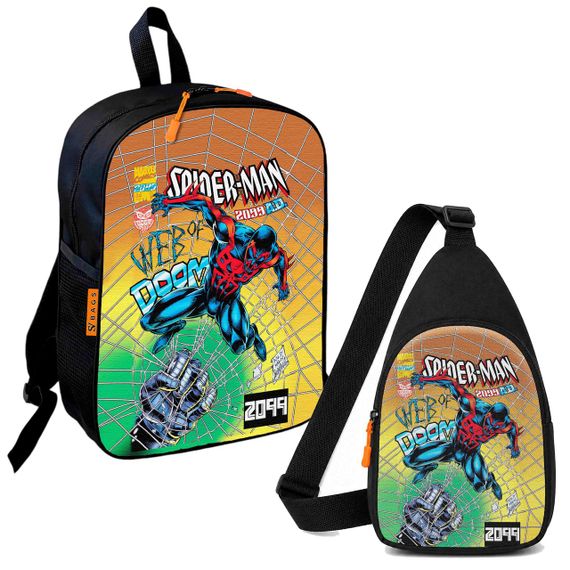 Набор Spider-Man 2 в 1: детский рюкзак + сумка-слинг, для мальчика и девочки 7–9 лет (6289)