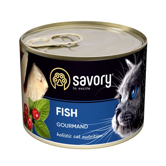 Корм Savory Cat Adult Fish вологий із рибою для дорослих вибагливих котів 200 гр
