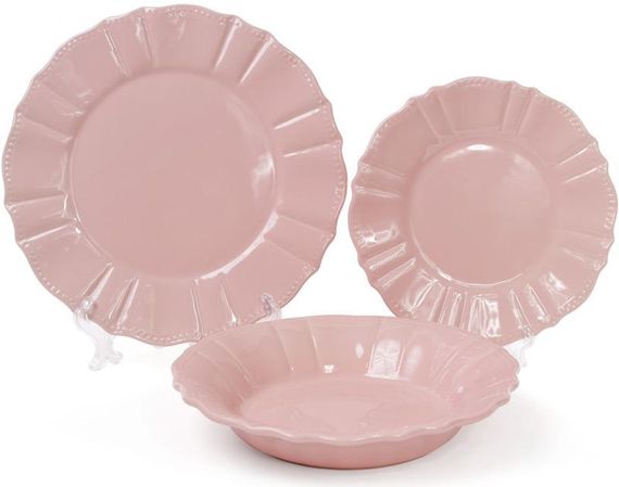 Набір 6 обідніх тарілок Leeds Ceramics SUN Ø26см, кам'яна кераміка (рожеві) | Зображення 1