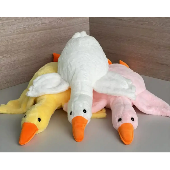 М'яка іграшка подушка з пледом 3в1 Гусак-Обнімусь 93 см рожевий, затишний рожевий плед 105×190 см | Зображення 8