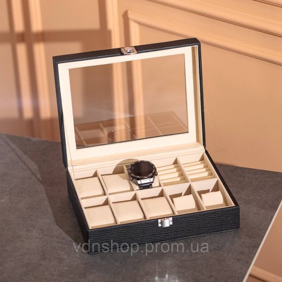 Скринька для прикрас з еко шкіри із дзеркалом органайзер для ювелірних виробів HP-5-6B | Зображення 4