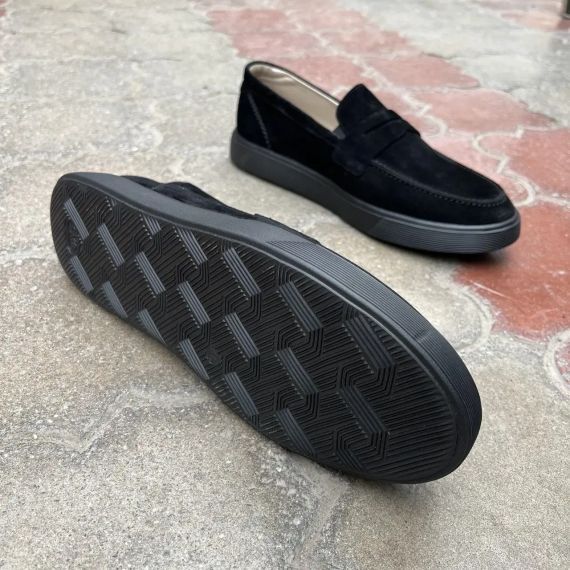 Замшеві чоловічі туфлі на чорні підошві 47 розмір | Зображення 3