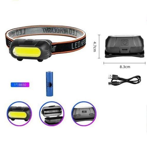 Ліхтар на голову для туристів KX-213-COB, Потужний акумуляторний ліхтар для риболовлі OM-15 | Зображення 3