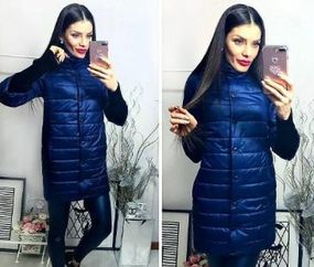 Довга куртка з відстібним рукавом, арт.205/2, темно синій