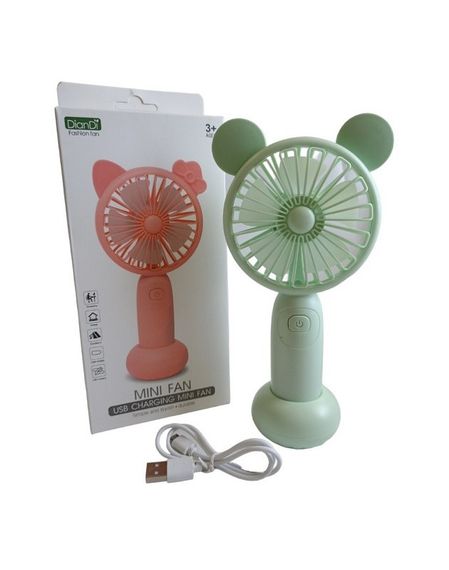 Вентилятор ручний акумуляторний DianDi Mini Fan SQ-2165 з підставкою, підсвічуванням та USB-зарядкою Салатовий | Зображення 3