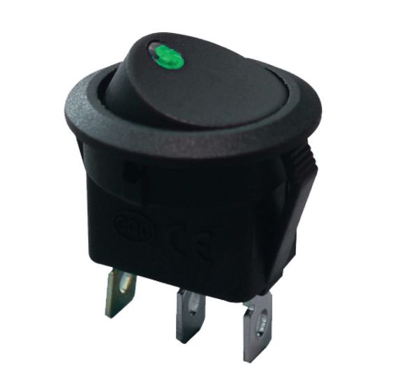 Переключатель KCD1-8-101EN G/B 220V 1 клавиша зеленый круглый с подсветкой Ny95500750