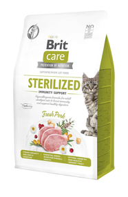 Сухой корм Brit Care Cat Grain Free Sterilized для взрослых стерилизованных котов свинина, 400 г