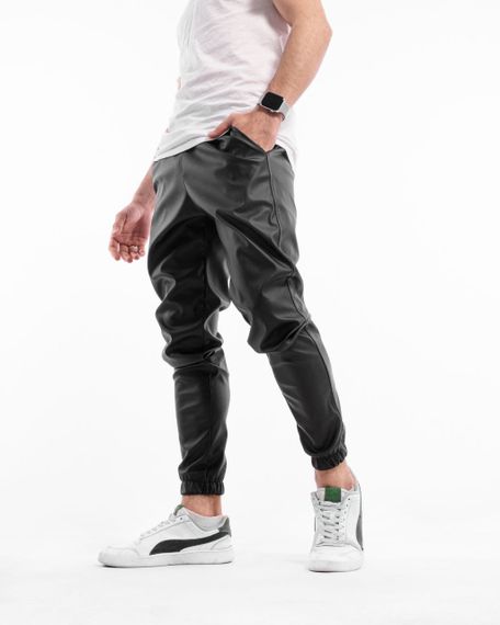 Чоловічі штани "Leather base" колір чорний р.2XL 439946 | Зображення 4