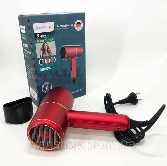Фен для волос 2 режима температуры Rainberg RB-2211, Портативный фен для сушки Мощный волос JK-60 | Зображення 6
