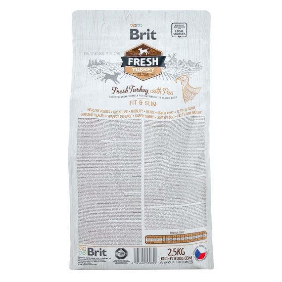 Корм сухий Brit Fresh Turkey/Pea Fit and Slim для собак похилого віку і зайвою вагою з індичкою та горохом 2,5 кг | Зображення 2
