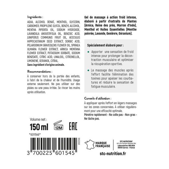 Гель STC ГЕЛЬ Кріо розслаблюючий / GEL CRYO DEFATIGANT - Розслаблює м'язи після тренування, 150 мл (SNS40) | Зображення 2