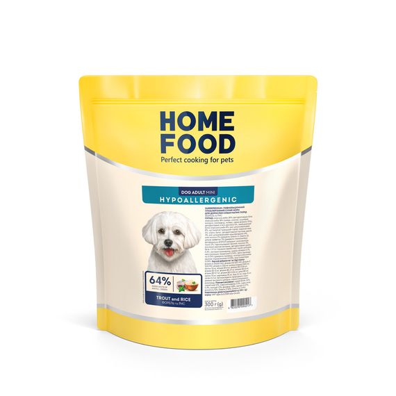 Гипоаллергенный сухой корм для взрослых собак мелких пород Форель и рис Hypoallergenic, 300 г