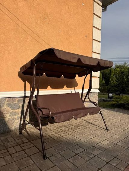 Качеля садовая Bonro Relax коричневая 3-х местная не раскладная 80000004 | Зображення 7