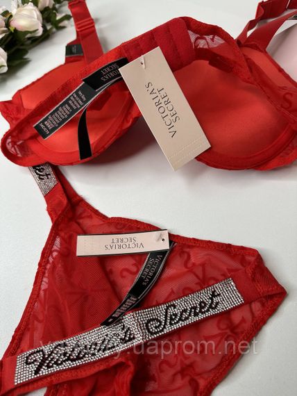 Кружевной комплект Виктория Сикрет со стразами Бюстгальтер На Поролоне, Кружевной Комплект Victoria's Secret | Зображення 3