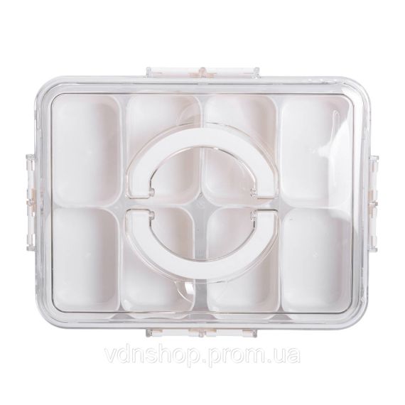 Контейнер для їжі з 8 відсіками 31х24х7 см судок для їжі пластиковий 2.5 л Білий HP-27-3 | Зображення 2