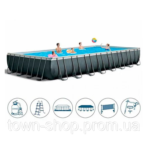 Бассейн каркасный "PREMIUM POOL" INTEX 26378 фильтр-насос, лестница, подстилка, тент | Зображення 2