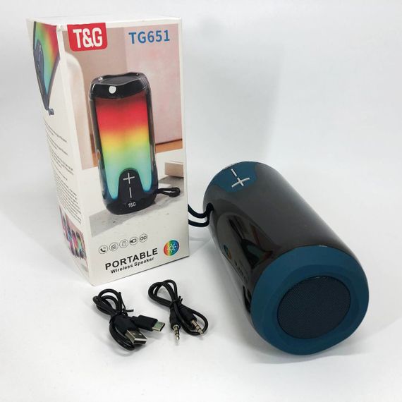 Bluetooth-колонка TG651 з RGB ПІДСВІТКОМ, акумуляторна колонка для музики, для вечірки. Колір: синій | Зображення 7