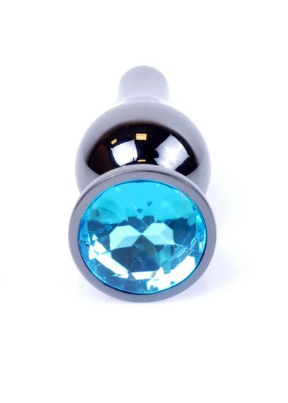 Анальна пробка - Jewellery Dark Silver Long Plug Light Blue | Зображення 5