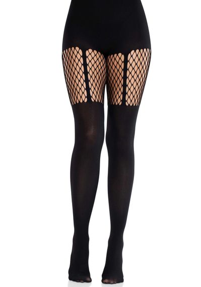 Колготки Leg Avenue Garter Illusion Tights with Net Detail One Size Black | Зображення 2