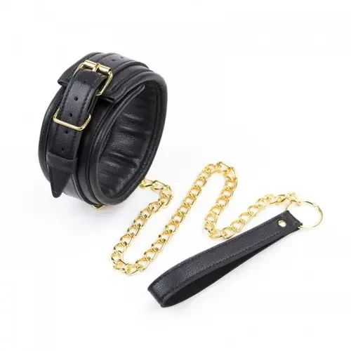 Нашийник з повідцем DS Fetish Collar black with leash Sex Aura