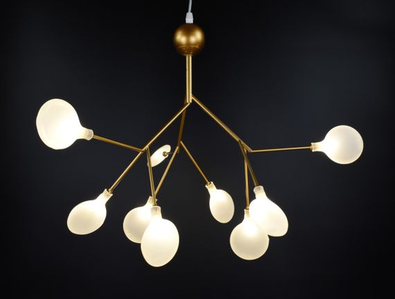 Люстра підвісна на 9 лампочок 26092 Золото 60-150х56х56 см. | Зображення 2