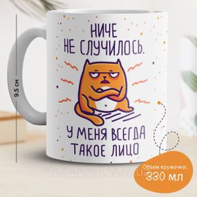 Кружка з принтом "Нічого не сталося, у мене завжди таке обличчя"