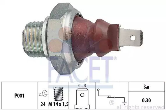 Датчик тиску оливи (0,3bar/1 конт.) Opel Kadett/Omega/Corsa 1.0-3.4i 75-, FACET (70023) | Зображення 2