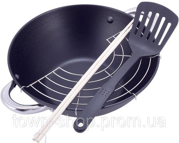Казан чугунный "Wok" 3.6л, с антипригарным покрытием и аромо-крышкой KM-4806MR | Зображення 2