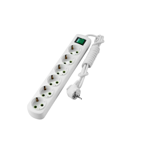 Подовжувач із заземленням 6 розеток 2м з вимикачем Letitia Лезард