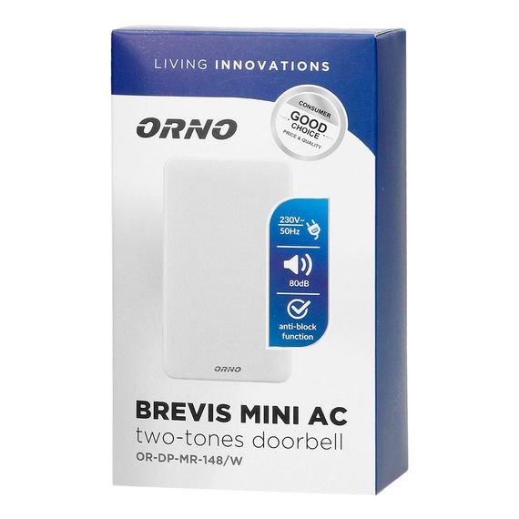 Дзвінок 220V дін/дон 80дБ 60W ІР20 відкр/у ORNO (72-02-25)
