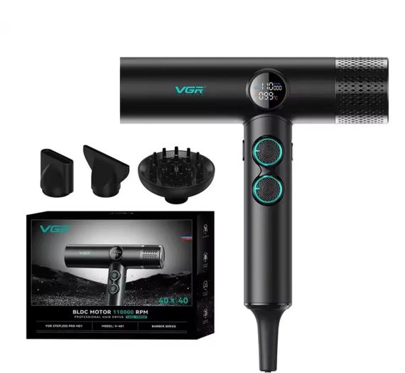 Професійний фен VGR V-469, 4 рівні обдування, 4 рівні температури, 2 насадки, 2400 Вт (47873- V-469_2260) | Зображення 2