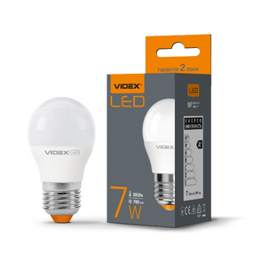 Лампа G45e 7W E27 3000K 220V LED Videx