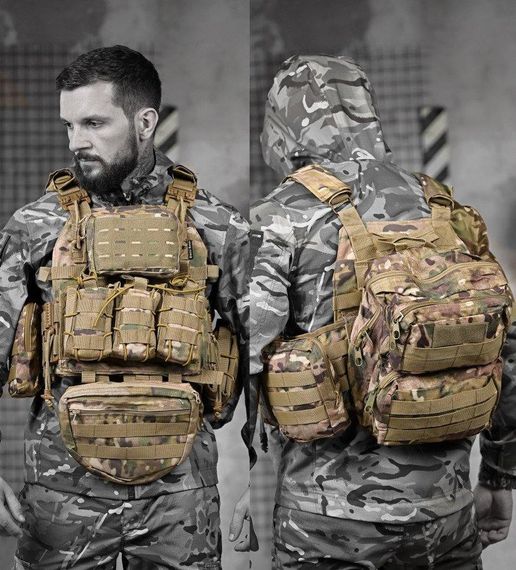 Плитоноска 4 точки сброса Single sword mtk с рюкзаком РП7354