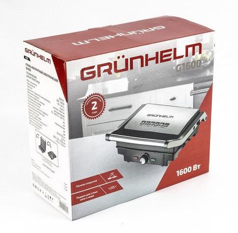 Прижимной контактный гриль Grunhelm G1600 электрогриль для дома 1600 Вт | Зображення 8