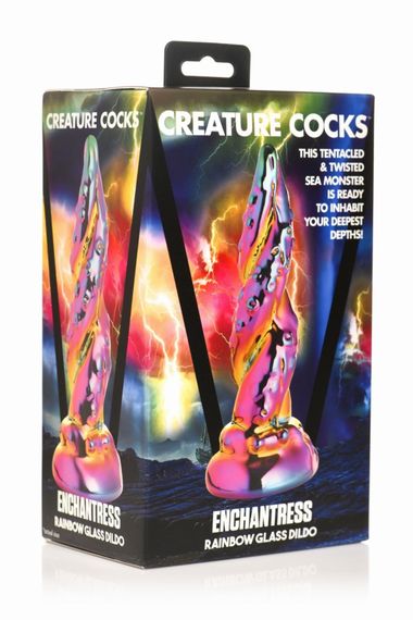 Фентезійний скляний фалоімітатор Creature Cocks Enchanting Rainbow Glass Dildo, 16 см | Зображення 3